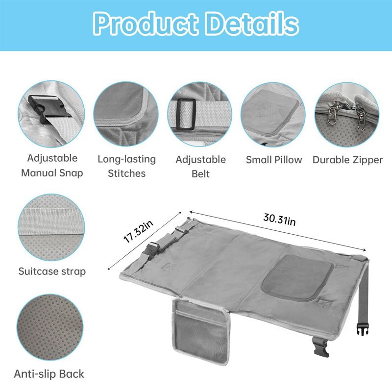 Toddler Airplane Travel Bed, Airplane Seat Extender for Kids, Plane Must Have for Toddlers, Baby Travel Essentials for Flying, Portable Travel Bag Foot Rest for Flights(Grey)