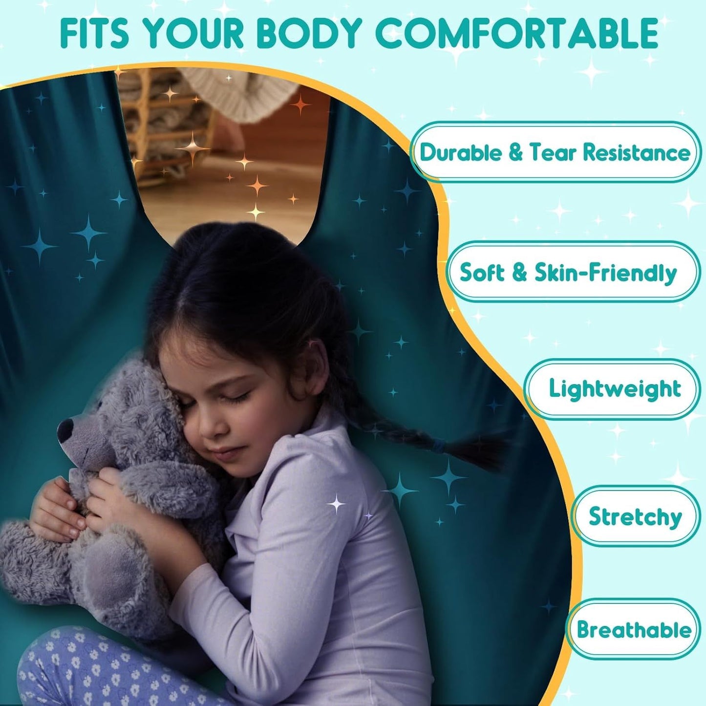 Therapy Swing for Kids with Special Needs (Hardware Included) Snuggle Swing Cuddle Indoor Outdoor Adjustable Hammock for Children with Autism, ADHD, Aspergers, Sensory Integration