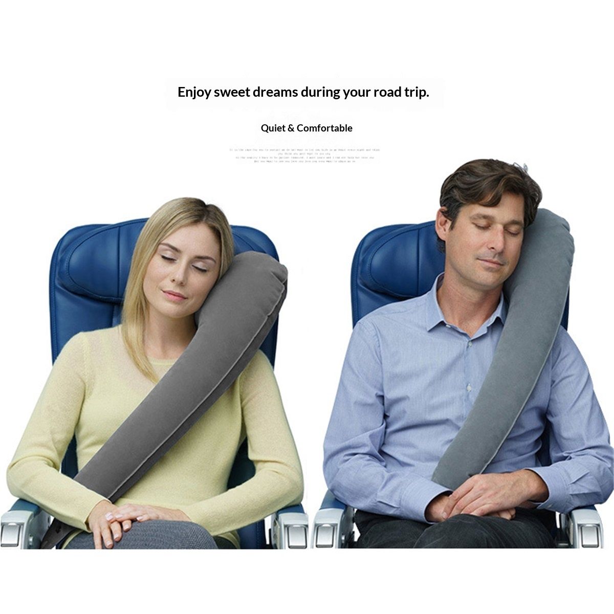 Ultimate Inflatable Travel Neck & Body Pillow - Travel Essentials, Comfort and Upper Body Support, Airplane Neck Pillow for Long Flight, Straps to Airplane Seat & Car, for All Ages - Grey