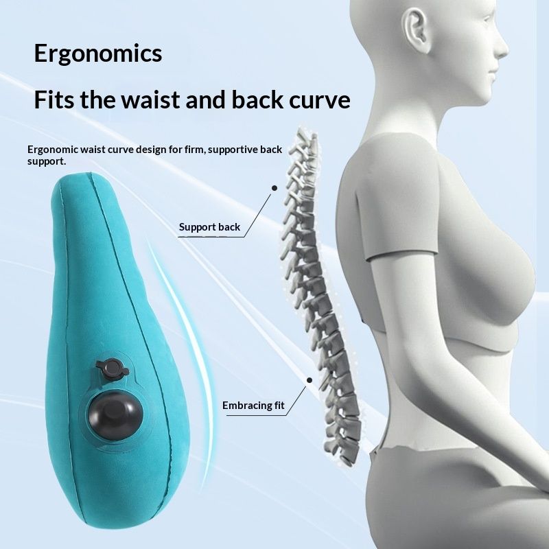 Inflatable Lumbar Support Pillow for Travel Seat and Office Chair, Back Support Pillow for Airplane Travel and Car, Lumbar Pillow for Lower Back Pain Relief and Improve Posture, Easy to Carry