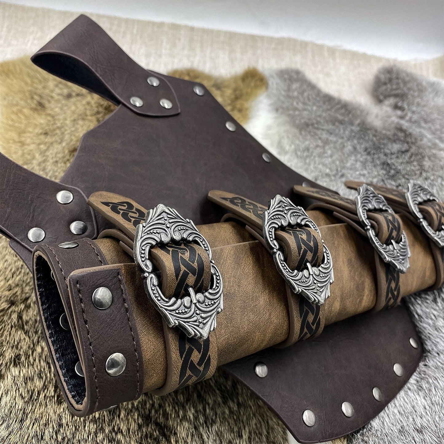 Medieval Faux Leather Sword Frog, Vintage Middle Ages Sword Holster, Mercenary Knight Adjustable Dagger Holster