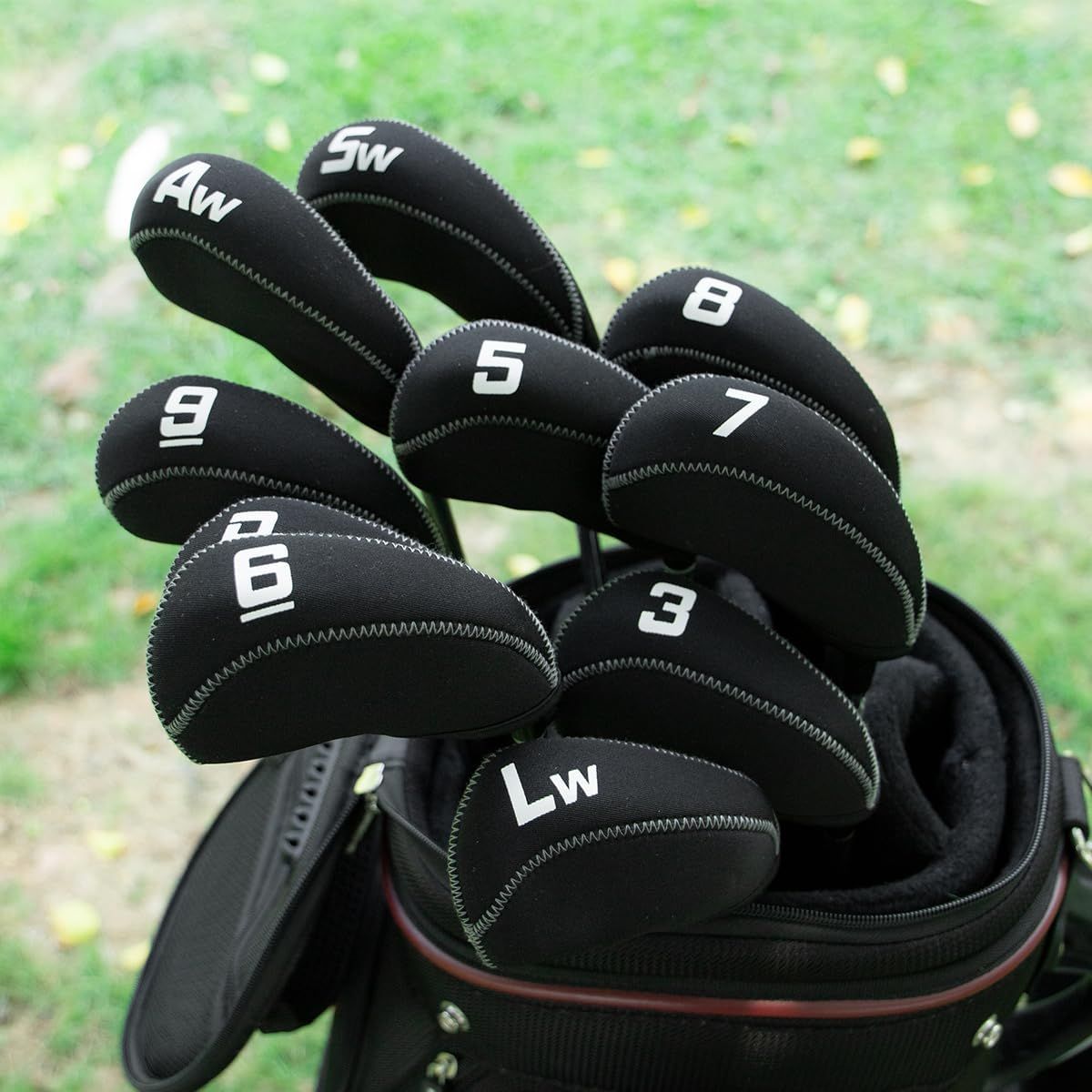 Golf 11pcs/Set Neoprene Iron Headcover Set Flag Golf Club Protector black Golf Club Protector