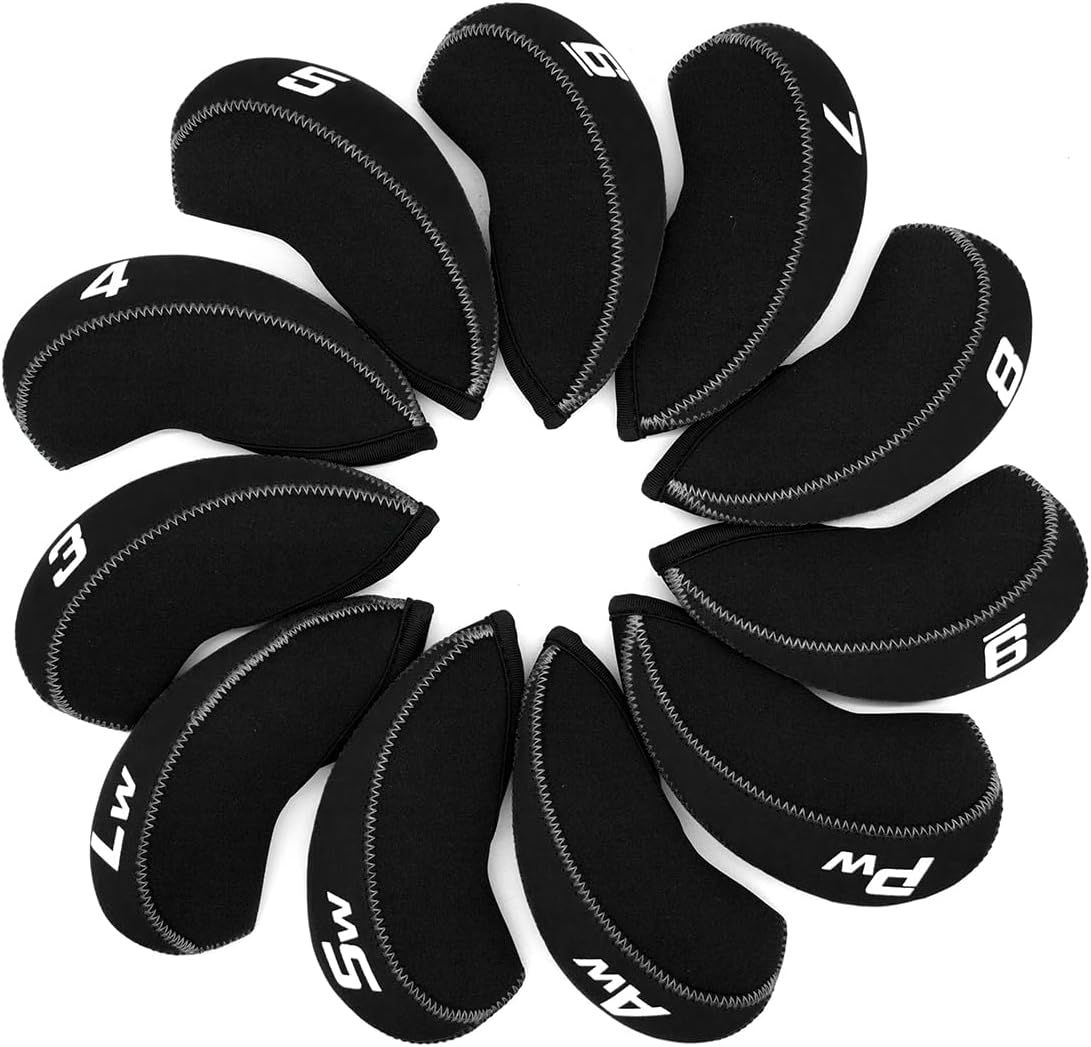 Golf 11pcs/Set Neoprene Iron Headcover Set Flag Golf Club Protector black Golf Club Protector