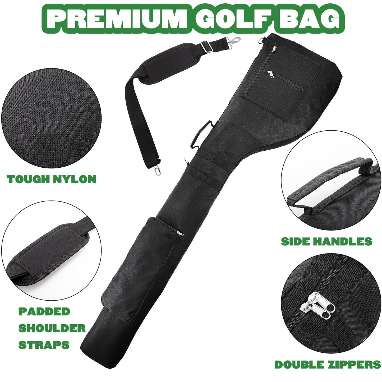 Big Teeth Golf Sunday Bag, Small Golf Bag Lightweight, Golf Bag for A Few Clubs Driving Range, Practice with Carry Shoulder Strap Foldable Multi-Colour