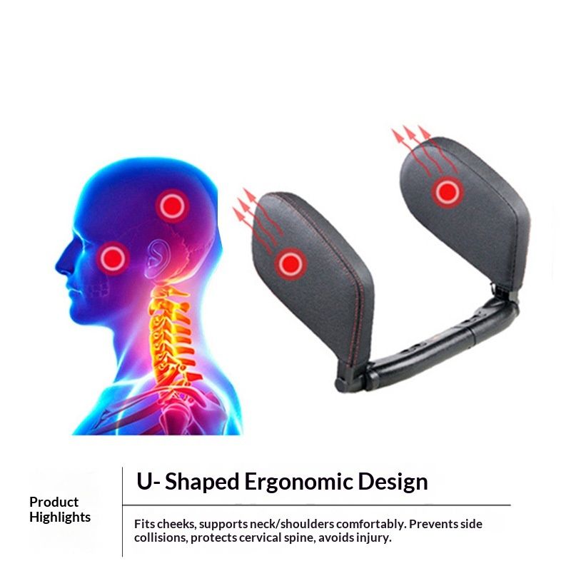 Car Headrest Pillow, Adjustable Head Neck Support Pillow, U- Shaped, Travel Sleeping Car Headrest, Only for Car Seat Headrest with Poles（black small）