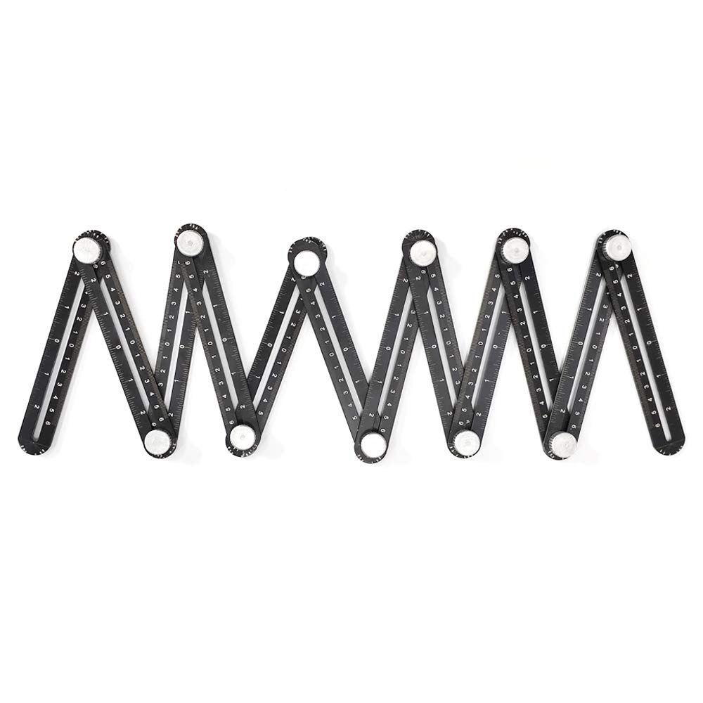 Multi Angle Measuring Ruler,12-Sided Angle Measurement,Tile Holes Measure Ruler Holes Positioning Apertures,Upgrade Multi Angle Ruler/Metal/Black