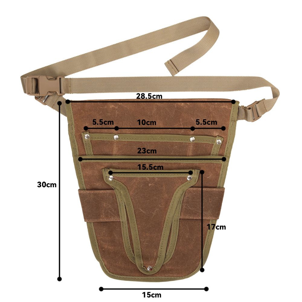 Handy Garden Tool Belt, with Multiple Pocket Heavy Duty Small Tool Belt Pouch Outdoor Gardening Tools Waist Belt for Women & Men Gardeners ( Brown)