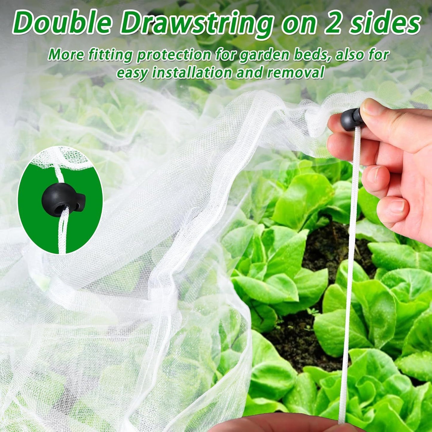 Ultra Fine Garden Mesh Netting Insect Pest Barrier Bird Netting for Garden Protection, Row Cover Raised Bed Protection Net for Crops Plants Vegetables Flowers Fruits (130 * 70 * 45cm /2 Pack)