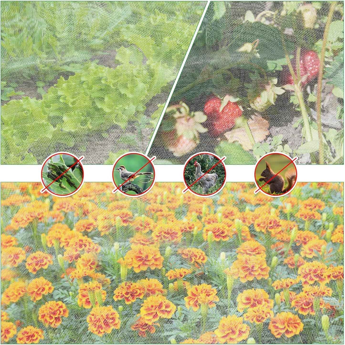 Ultra Fine Garden Mesh Netting Insect Pest Barrier Bird Netting for Garden Protection, Row Cover Raised Bed Protection Net for Crops Plants Vegetables Flowers Fruits (130 * 70 * 45cm /2 Pack)