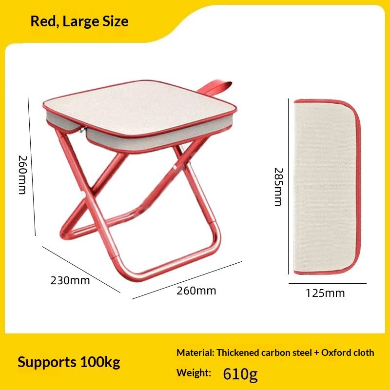 Camping Stool Portable Folding Stool with Carry Bag   Portable Stool for Camping Fishing Hiking BBQ Red (thickened carbon steel pipe - thickened chair surface)