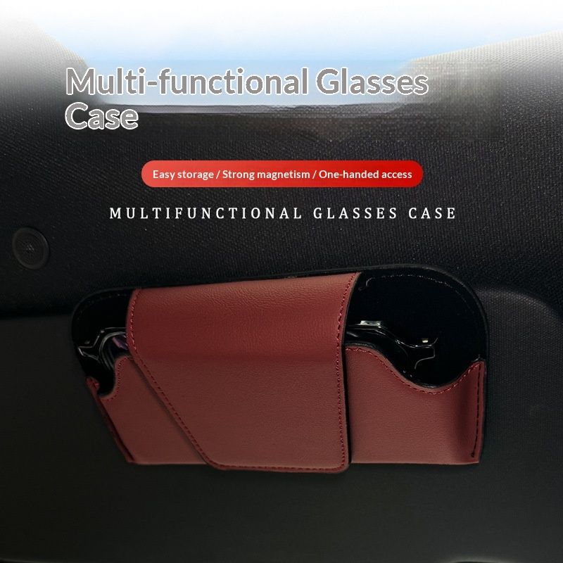 Magnetic car sun visor, sunglasses holder, car sun visor, sunglasses clip, General Motors interior accessories, storage box （red）