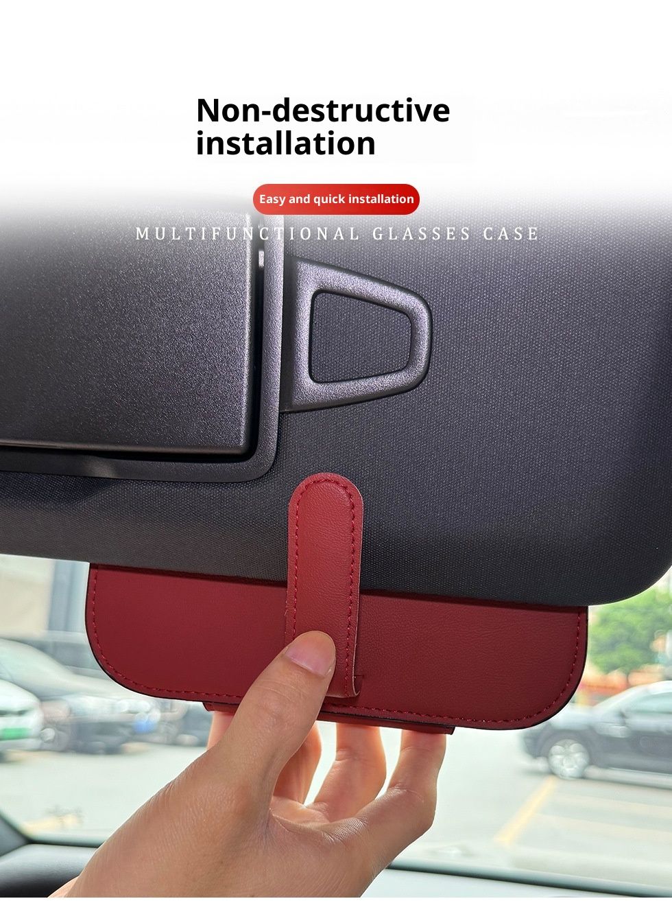 Magnetic car sun visor, sunglasses holder, car sun visor, sunglasses clip, General Motors interior accessories, storage box （red）