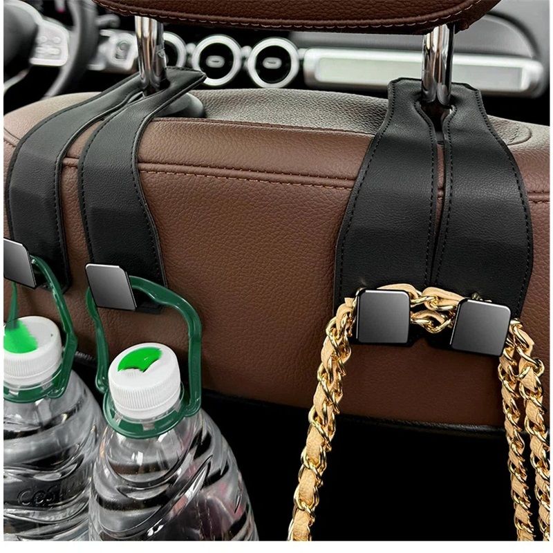 2 Pack Car Seat Back Storage Hooks - Headrest Hooks for Purses and Bags, Universal Hidden Multifunctional (Black)