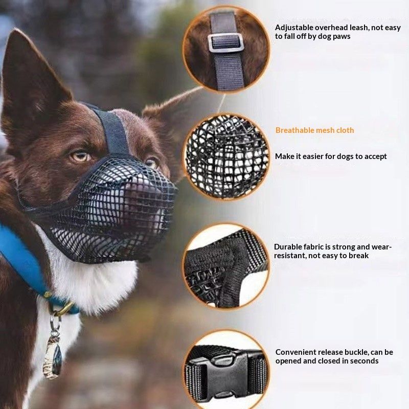 Dog Muzzle,  Mesh Muzzles for Small Large Dogs, Soft Covered Mouth Guard with Adjustable Straps, Prevent Biting Chewing and Licking (M Black)