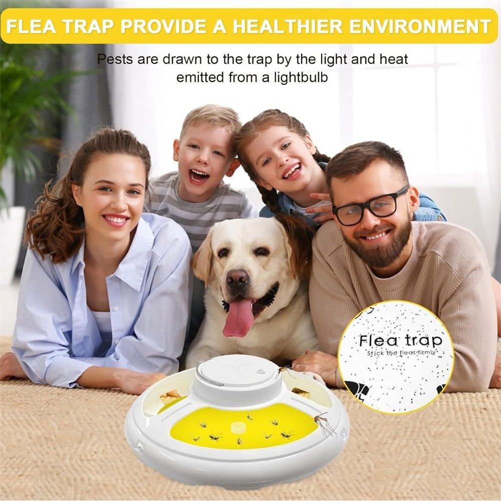 Updated Flea Traps for Inside Your Home with 10 Sticky Pads and USB Cable, Flea Light Traps for Home, Hanging Pest Control Device for Bugs Moths Gnats, Effective Indoor Outdoor