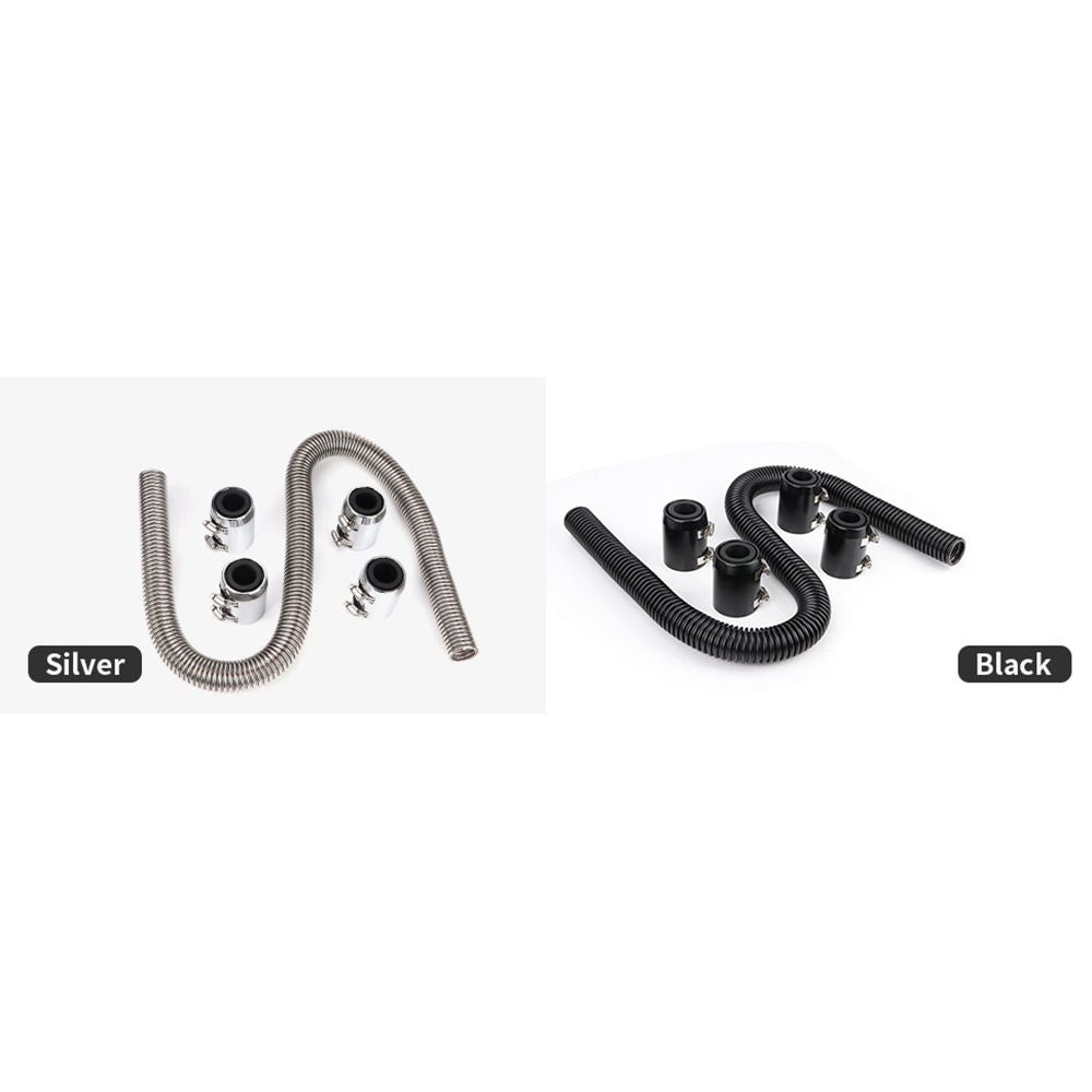 36" Stainless Steel Radiator Hose Flexible Universal Water Hoses Adapter Coolant Radiator Hose Kit With Caps（Random color）