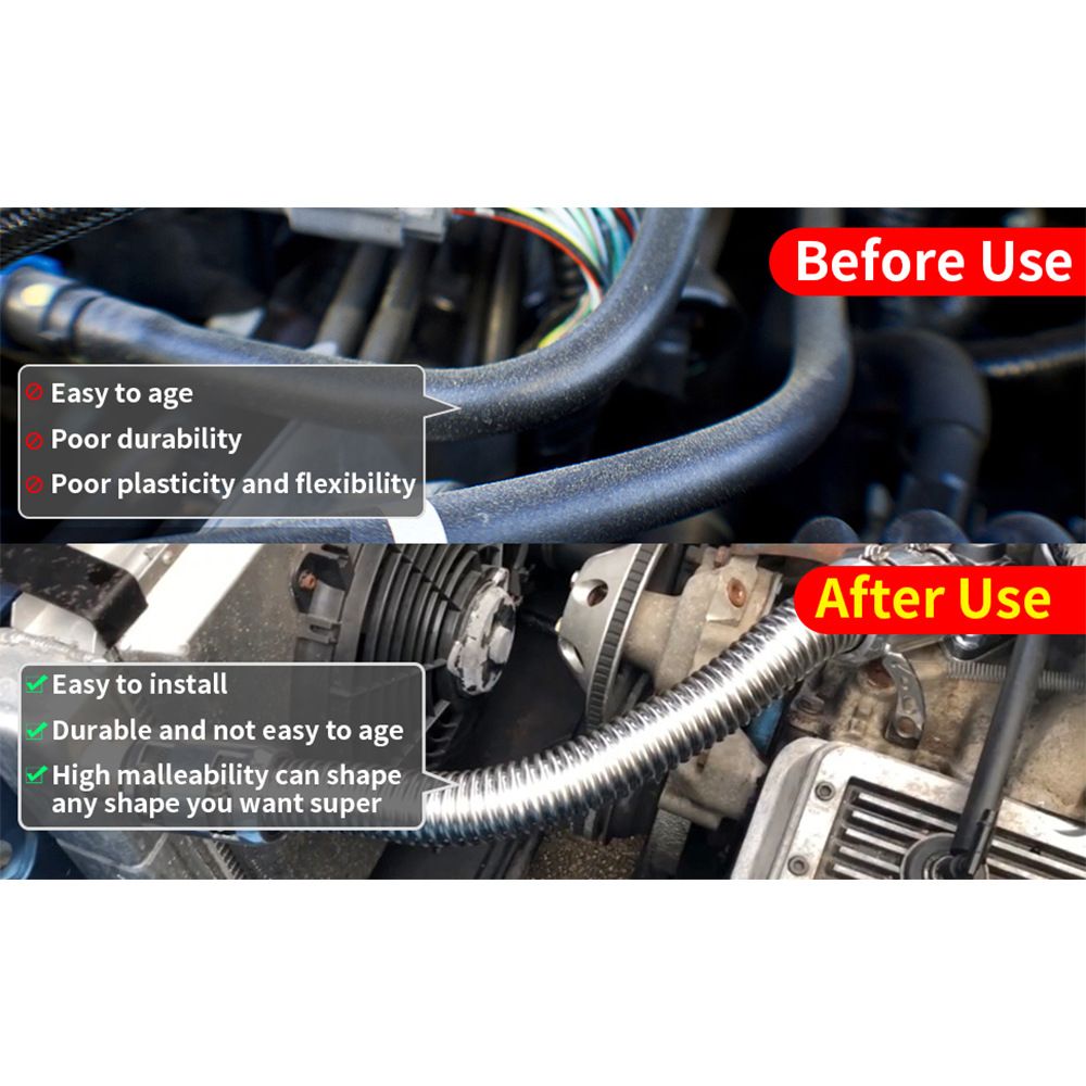 36" Stainless Steel Radiator Hose Flexible Universal Water Hoses Adapter Coolant Radiator Hose Kit With Caps（Random color）