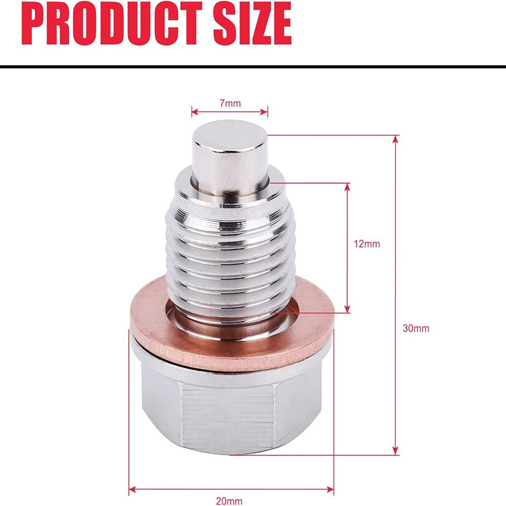M16 x1.5 Magnetic Oil Drain Plug Stainless Steel Oil Pan Drain Bolt Replacement , Mini 1pcs Crush Washer Gaskets Replacement