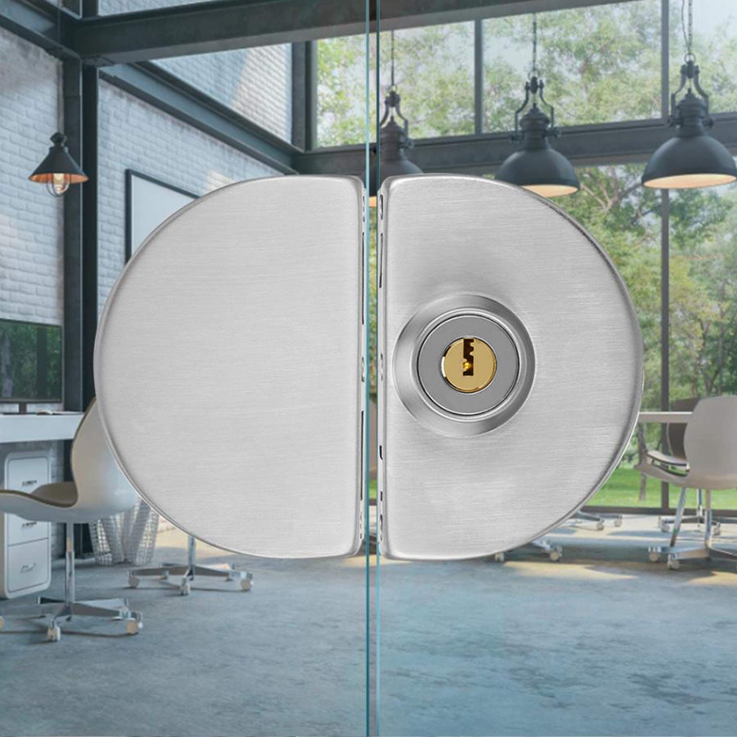 Glass Door Lock with Stainless Steel Double Bolts Swing Push, Double Sliding Security Door Lock  Thick Glass