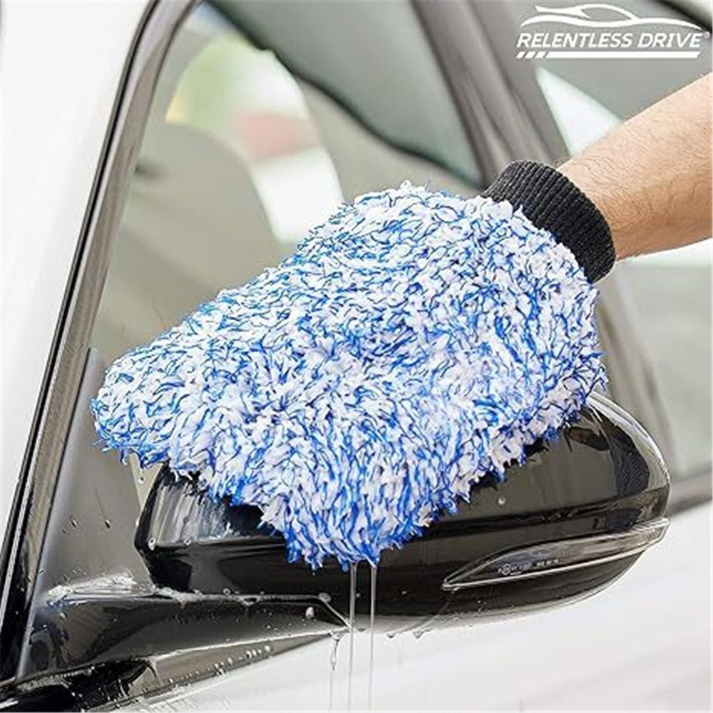Blend Microfiber, Foam Padding, Scratch-Free, Lint-Free, Great for Rinseless Washing, Blue + Black (2-Pack)