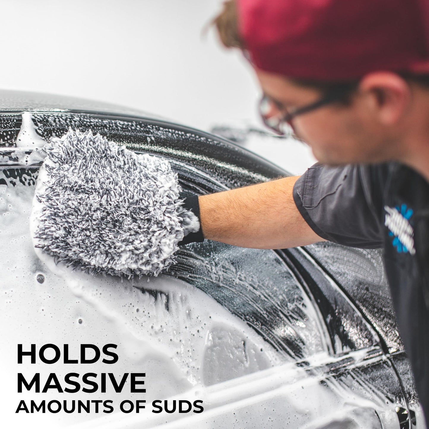 Blend Microfiber, Foam Padding, Scratch-Free, Lint-Free, Great for Rinseless Washing, Blue + Black (2-Pack)