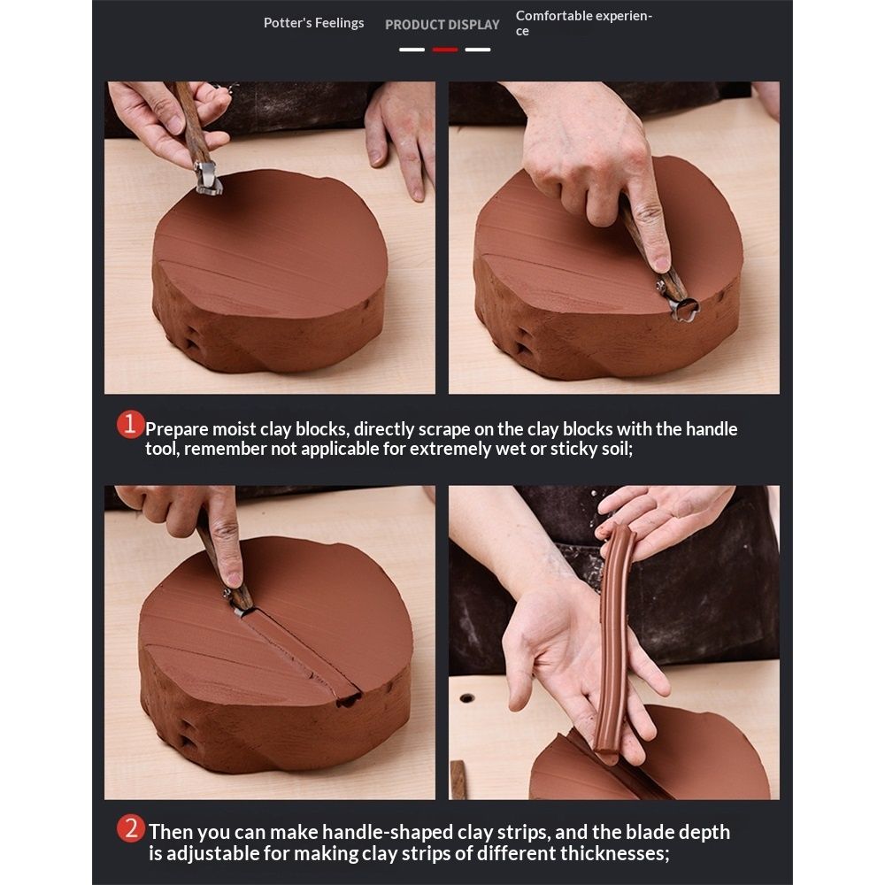 Pottery Handle Making Tool Sculpture Scraper Pottery Carving Tool Pottery Cup Handle Shape Tool for Tea Cup Mug Utensil Vase Handle Clay Cutters (5 PCS)