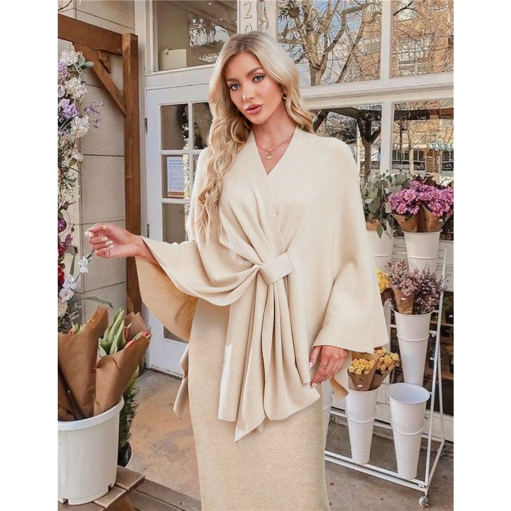 Women's Elegant Shawl Wraps Soft Open Front Poncho Sweater for Spring Fall Winter Sweater Soft Warm Travel Wraps