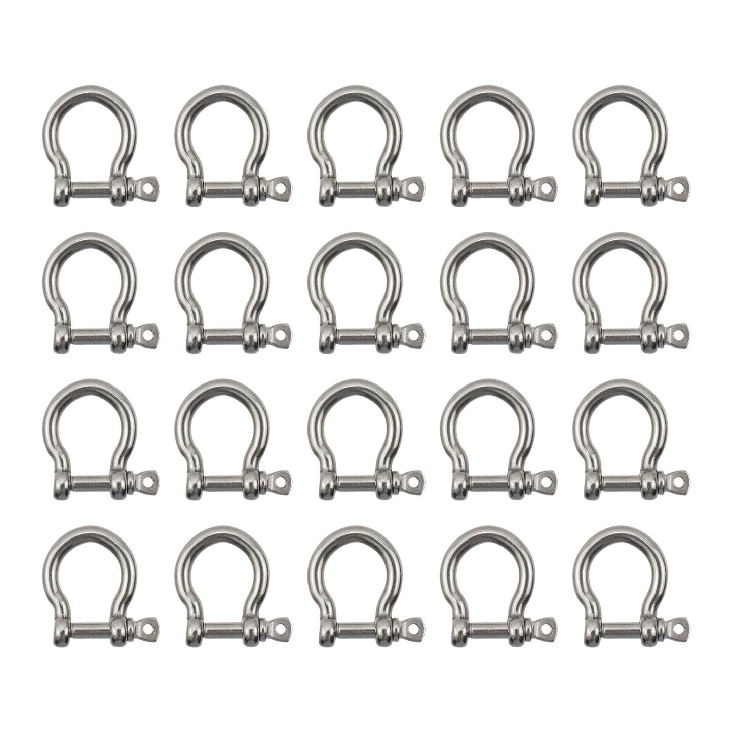 20Pcs M4 D Ring Shackle 304 Stainless Steel Screw Shackle Heavy Duty Screw Pin Shackle -Dia. : 0.16"/4mm