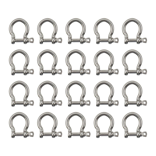 20Pcs M4 D Ring Shackle 304 Stainless Steel Screw Shackle Heavy Duty Screw Pin Shackle -Dia. : 0.16"/4mm