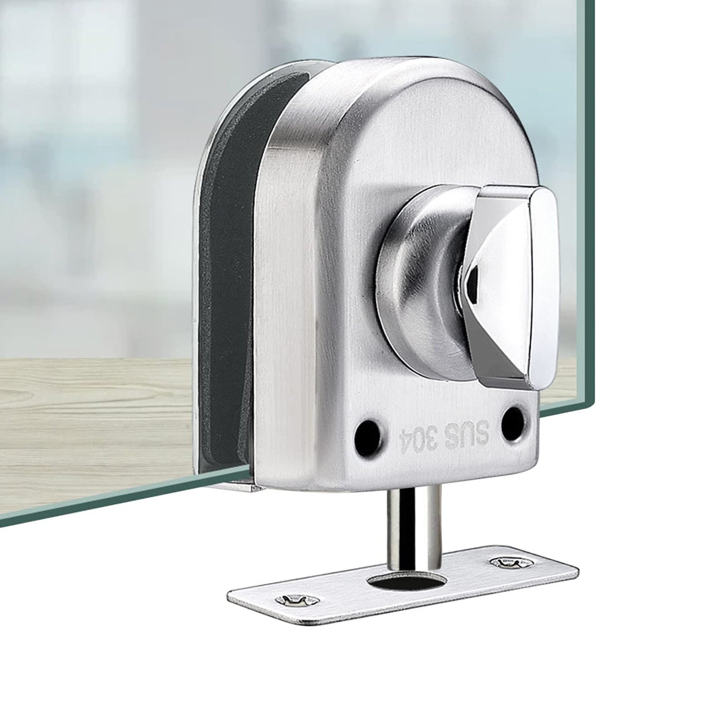 Fits on  Glass door lock Stainless Steel Glass Door Lock Floor Latch Lock Bolt Ground Lock for Bathroom Toilet Shop Glass Doors