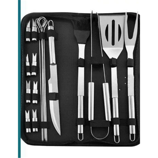 18-Piece Grill Tool Set, BBQ Accessories and Grill Tools, Durable Stainless-Steel Utensils, Spatula, Tongs, Cleaning Brush & More, Grilling Gifts for Men