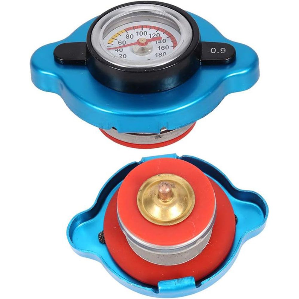 Thermostatic Radiator Cap, Universal Thermostatic Radiator Cap Water Tank Cover Leakproof W/Temperature Gauge(Big head 0.9bar)