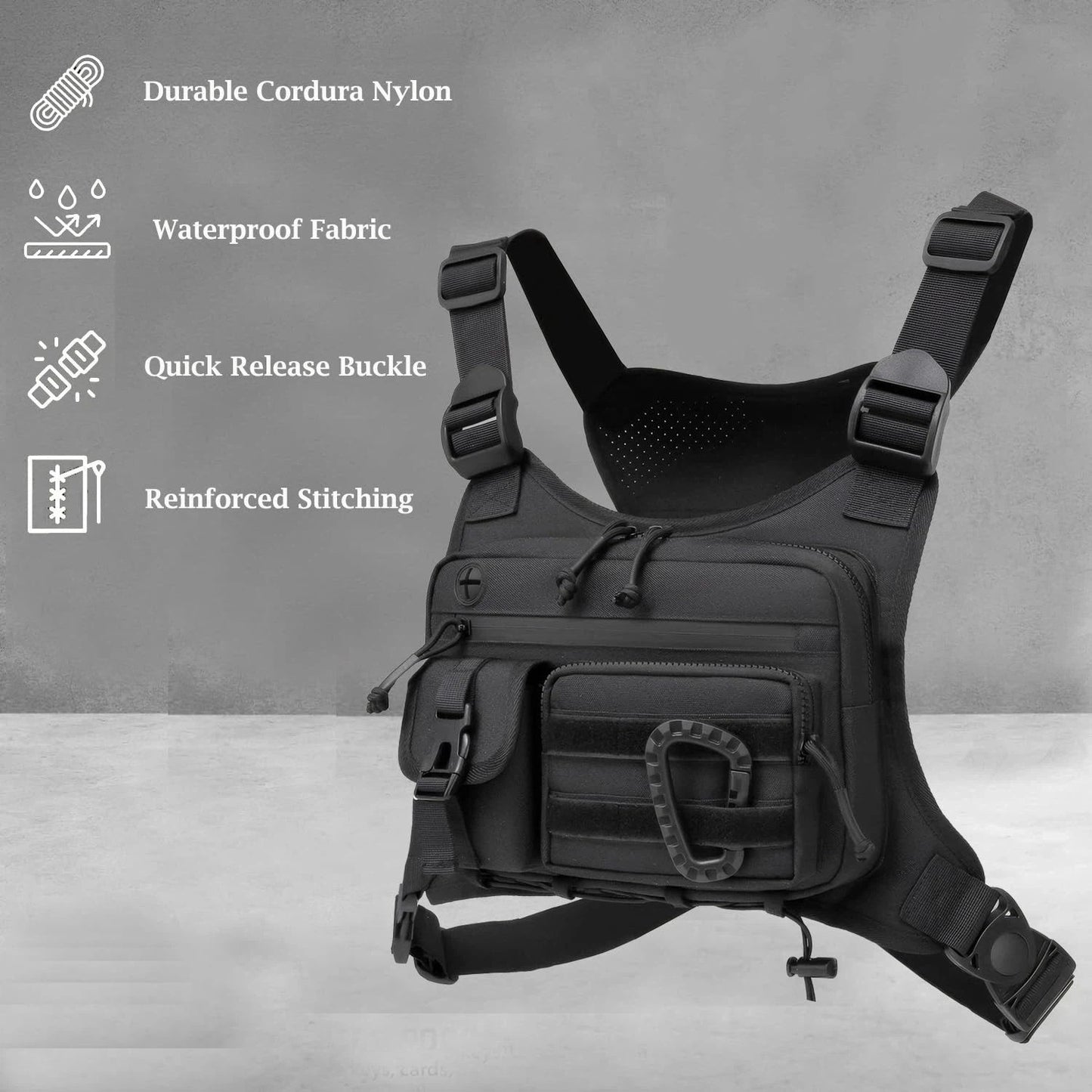 Outdoor Chest Bag For Men and Women, Vest For Running, Cycling, Chest Pack Rig For Sports and Workouts