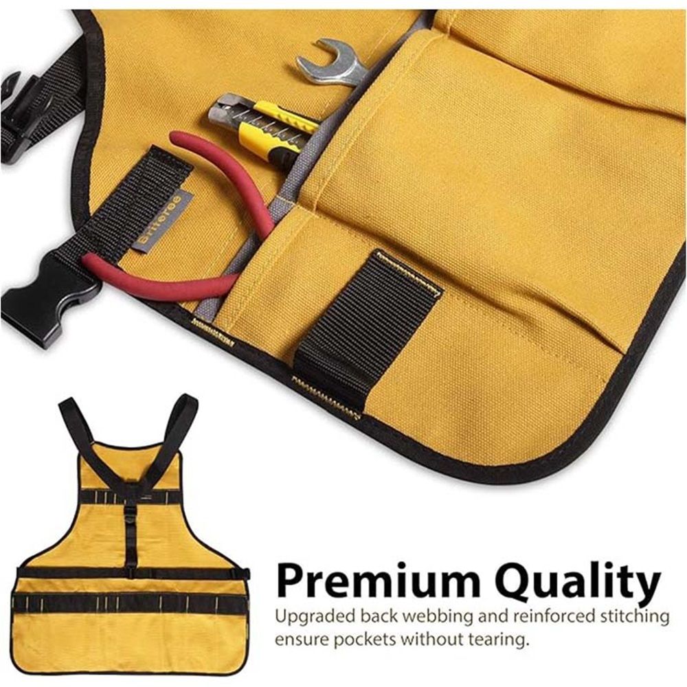 Work Tool Apron for Men and Women, Torso Length with 21 Tool Pockets, Durable Canvas Apron, DIY Enthusiasts, Gifts for Men for Christmas(Yellow)