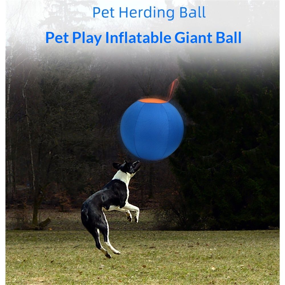 Herding Ball for Dogs, 18" Large Ball Interactive Dog Toys for Medium & Large Dogs, Complete Set Dog Ball with Hand Pump, Horse Ball for Playing, Pet Ball Toy with Handle for Gifts