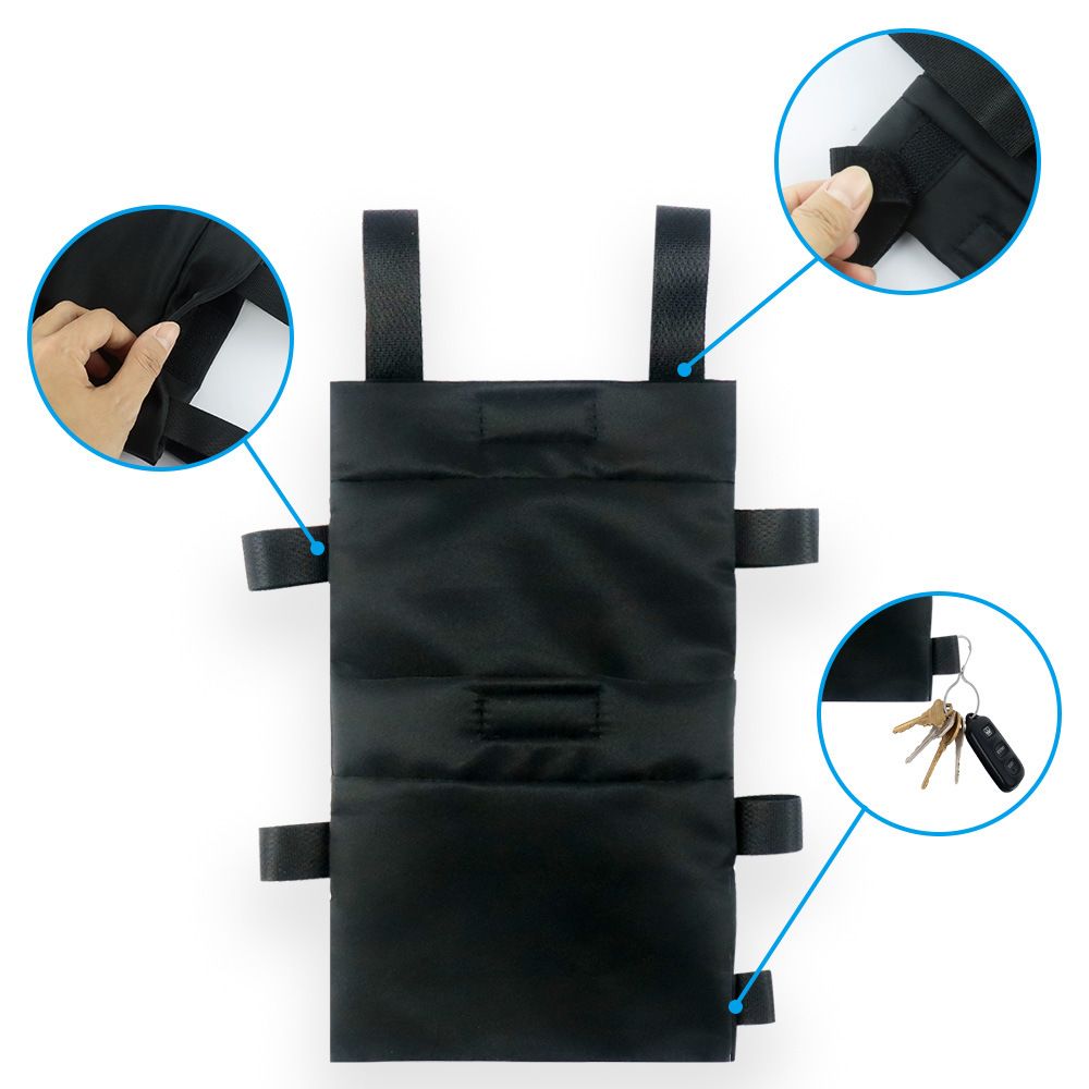Large Capacity Accessories Storage Pouch Organizer Bag with Drink Holder and Multiple Pockets, Universal Waterproof Crutches Bag, Underarm Crutches Attachment (Black,oniy bag)