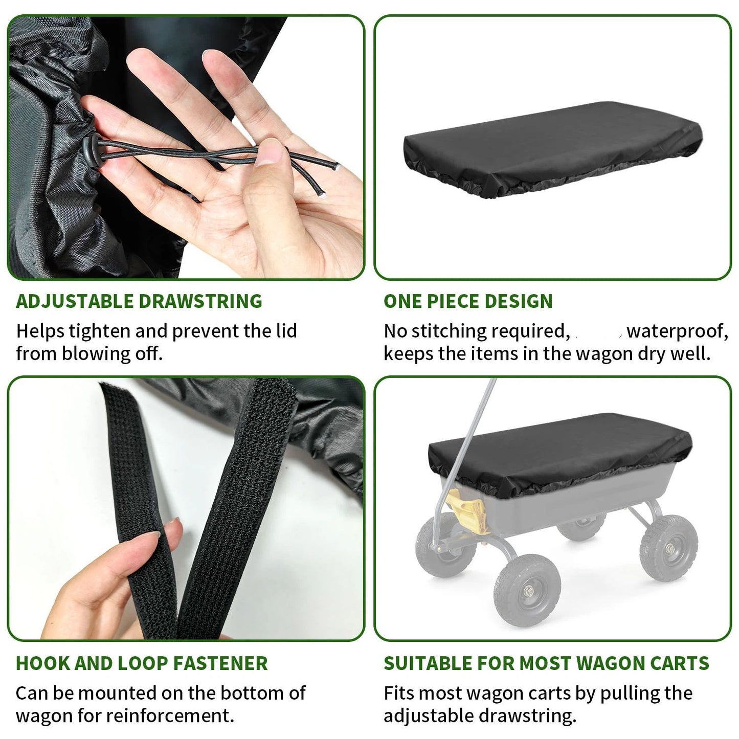 Collapsible Wagon Cover for Carts Garden Dump Cart, Outdoor Garden Wagon Cart Cover, Waterproof Dustproof UV Resistant Wagon Rain Covers Perfect for Lawn, Barn and Farm（There is only one dust cover）