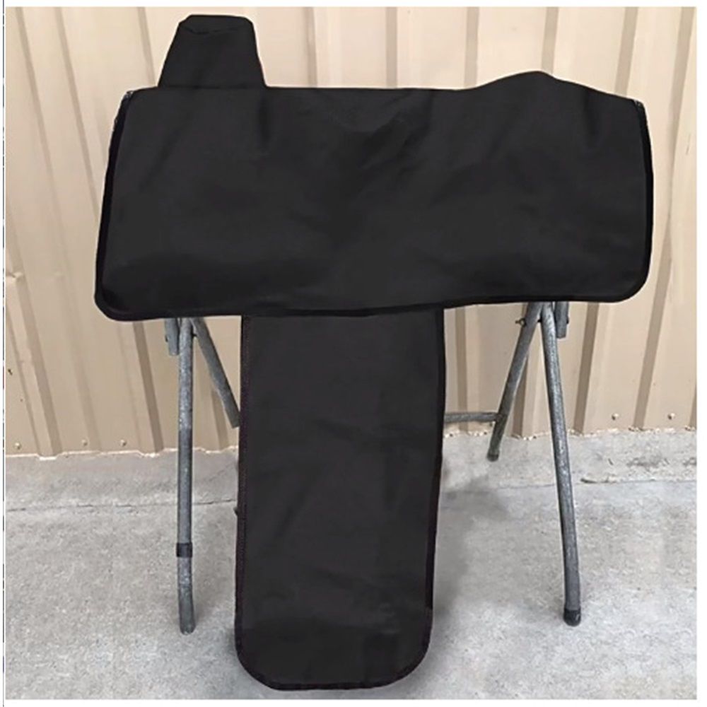 Waterproof Western Horse Saddle Cover with Elastic Straps to Securely Attach Each Corners and Fenders - Fits Most Full-Size Western Saddle