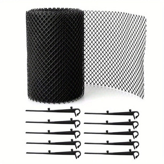 2-Pack Plastic Gutter Guard Mesh Roll 6” x 20Ft Rain Gutter Leaf Guard-Stop Clogged Gutters-with in total 20 Clip Fixed Hooks.DIY Gutter Protection.