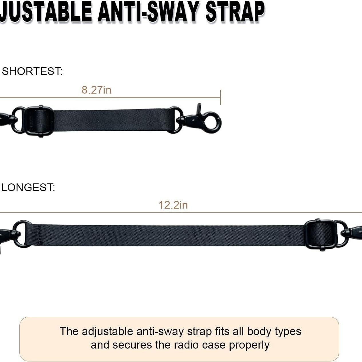 Radio Strap Holster With an Adjustable, Widened Shoulder Strap Featuring 3M Reflective Strips, a Mic Clip, and an Anti-Sway Design – A Secure Carrying System for Small/Medium Radio