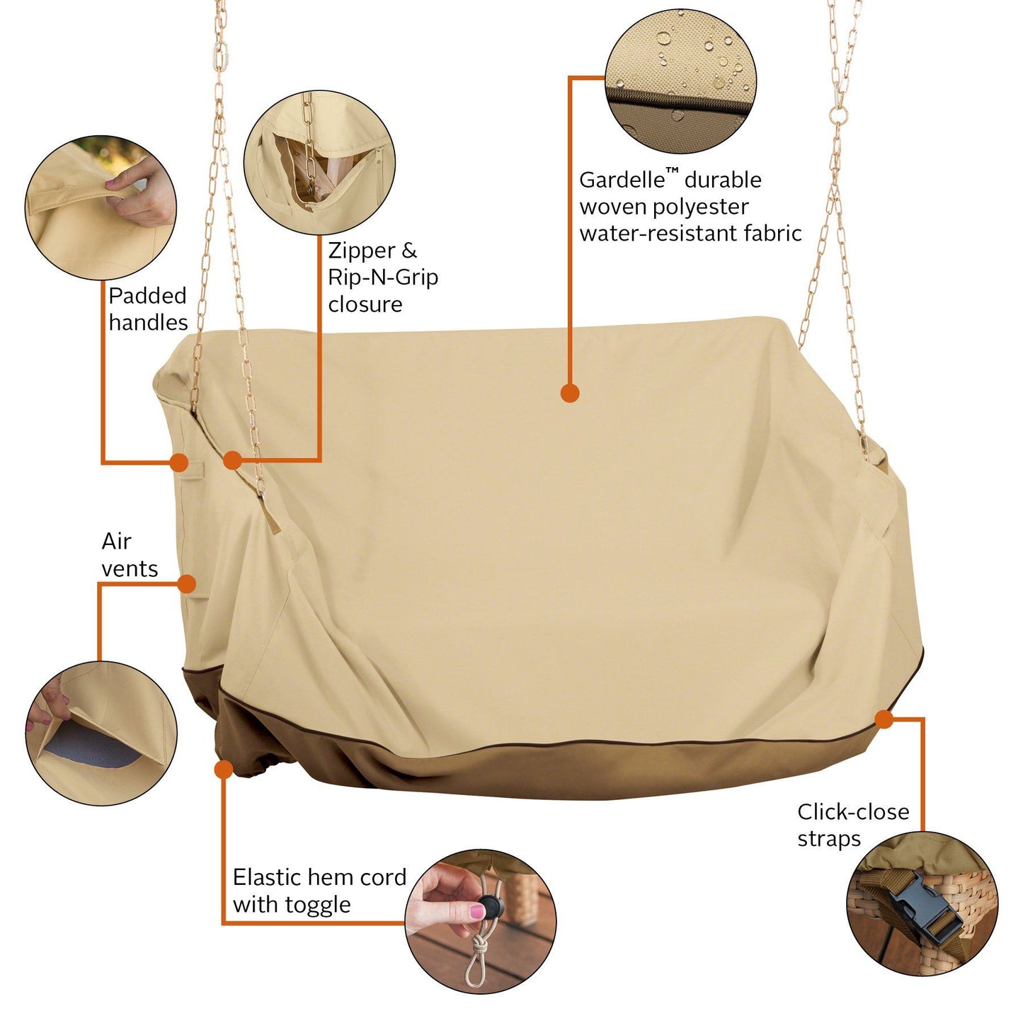 Porch Swing Cover 56 Inch Water-Resistant Oxford Hanging Outdoor Swing Cover All Weather Protected Swing Covers for Outdoor Furniture