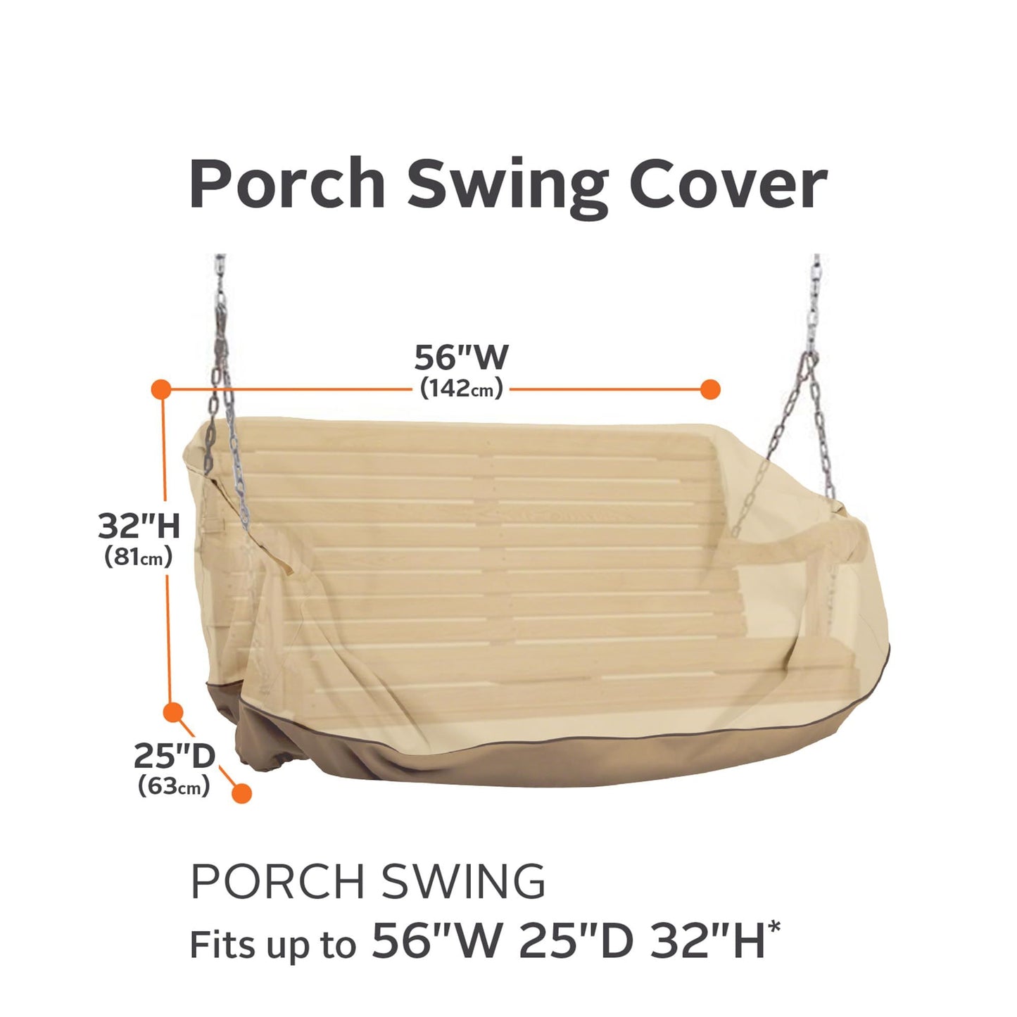 Porch Swing Cover 56 Inch Water-Resistant Oxford Hanging Outdoor Swing Cover All Weather Protected Swing Covers for Outdoor Furniture