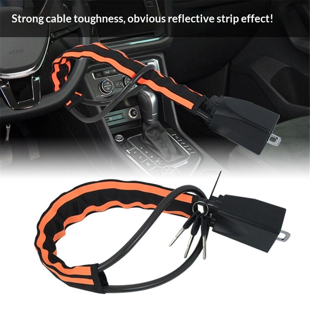 Car Steering Wheel & Seat Belt Lock - Universal Anti-Theft Device for Vehicles, SUVs, Golf Carts | Compact & Lightweight Security Lock with Multi-Function Keys