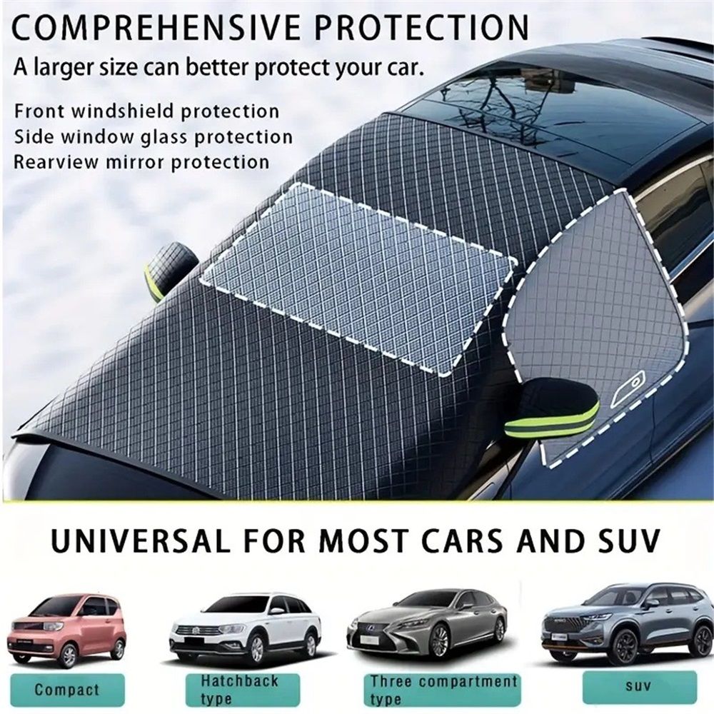 Windshield Snow Cover, Car Windshield Cover for Ice and Snow, Automotive Large Magnetic Windshield Frost Cover with Side Window and Mirror Protector in Winter, Suitable for Most Vehicle,Sedan,SUV