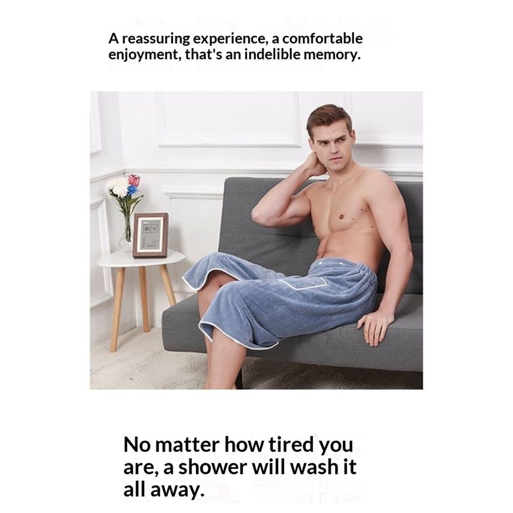 2 set Men's Towel Wrap Bathrobe, Soft Adjustable Bath Wrap for Shower, Sauna,Coral Fleece Super Soft, Absorbent and Quick Drying -Blue
