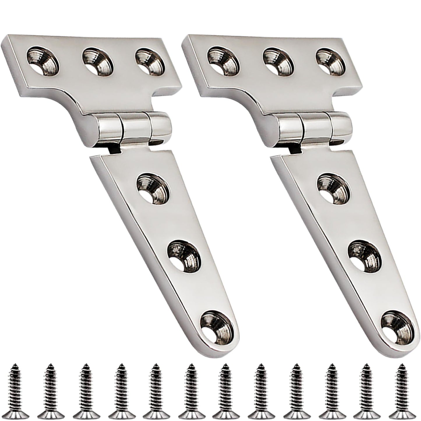 2 pack Stainless Steel T Hinges Marine Grade Heavy Duty Boat Hatch Hinge Casting Cabinet Hardware Door Hinge with Screws