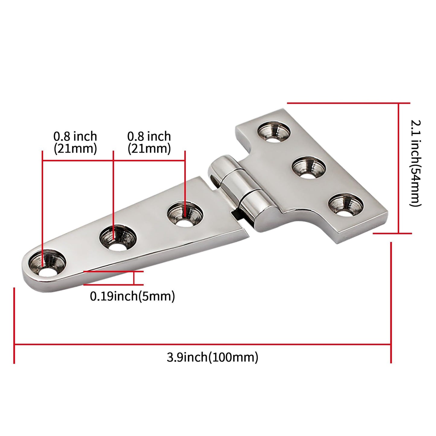 2 pack Stainless Steel T Hinges Marine Grade Heavy Duty Boat Hatch Hinge Casting Cabinet Hardware Door Hinge with Screws