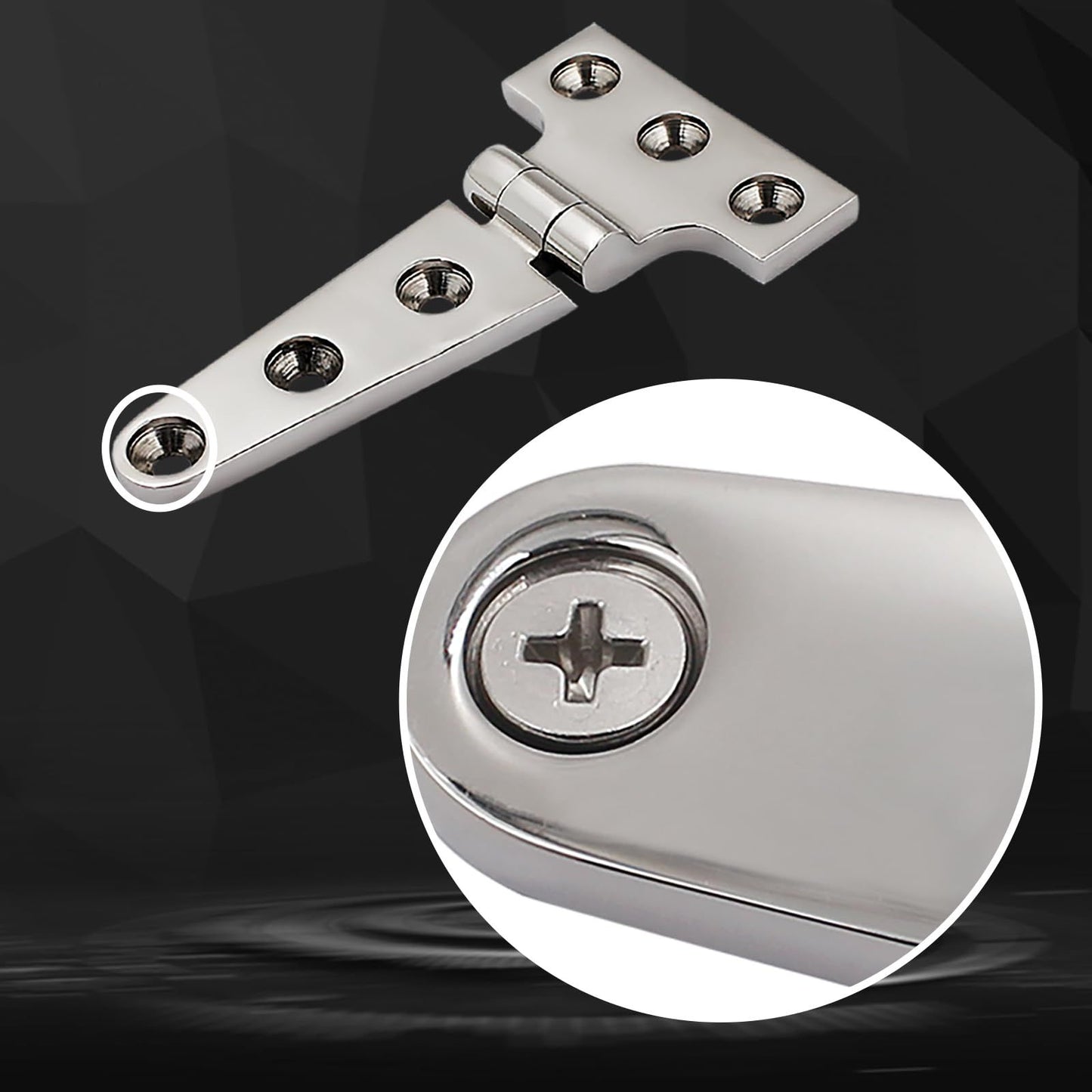 2 pack Stainless Steel T Hinges Marine Grade Heavy Duty Boat Hatch Hinge Casting Cabinet Hardware Door Hinge with Screws