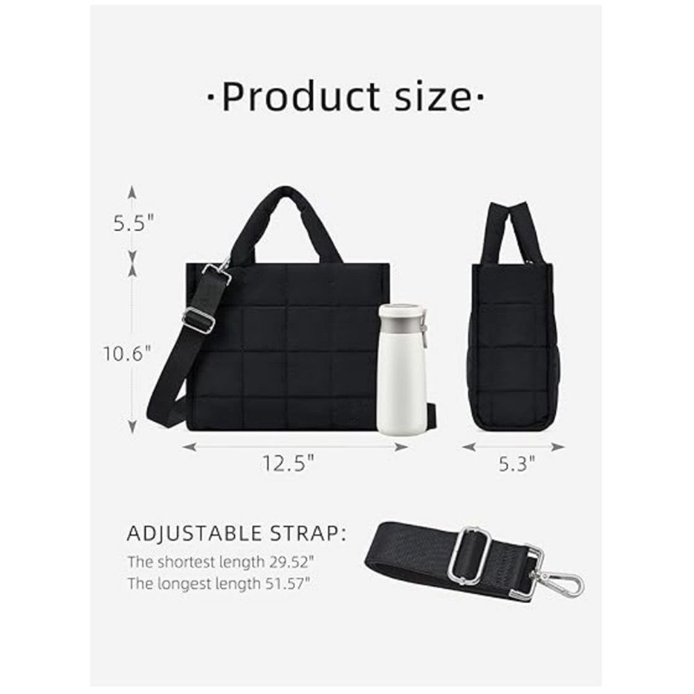 Puffer Crossbody Bags for Women Quilted Tote Bag Puffy Weekender Overnight Bag Nylon Shoulder Handbag