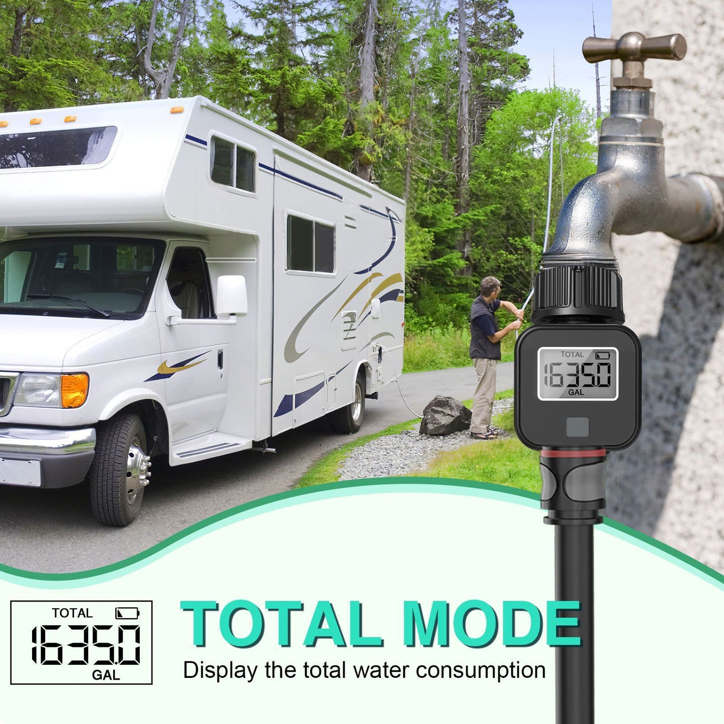 Digital Water Flows Meter for Outdoor Garden Hose Watering Irrigation Measuring Consumption Water